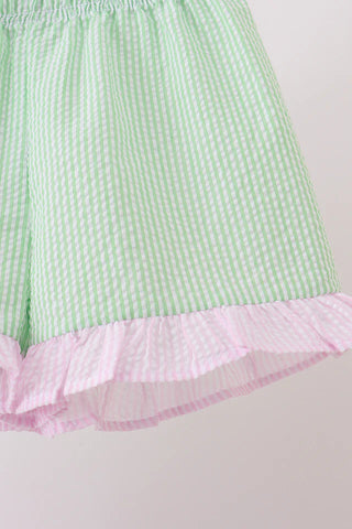Reese Pink Seersucker Girl Shorts Set