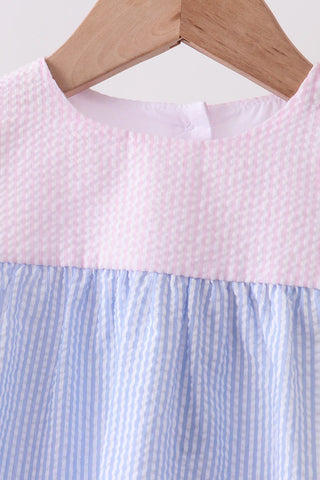 Kendall Pastel Color Block Seersucker Girl Shorts Set