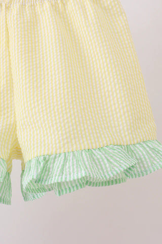 Kendall Pastel Color Block Seersucker Girl Shorts Set