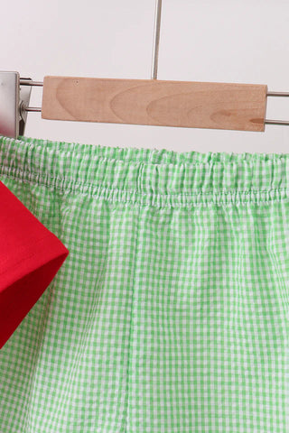 Summer Sprout Seersucker Boy Shorts Set