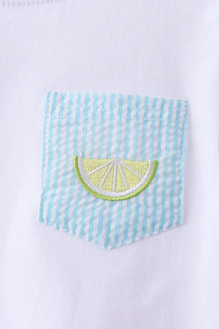 Fresh Picked Lime Seersucker Boy Shorts Set