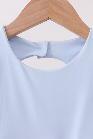 Greer Blue Bow Sash Scalloped Active Dress