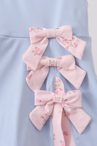 Greer Blue Bow Sash Scalloped Active Dress