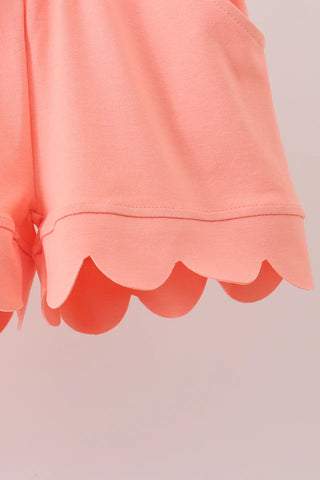 Calla Coral Scalloped Polo & Shorts Set