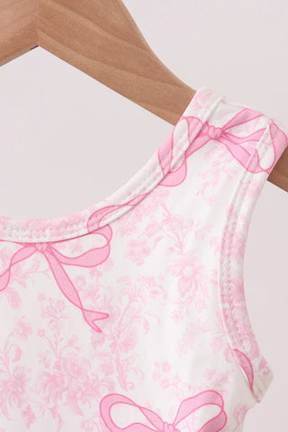 Greer Pink Bow Print Scalloped Active Dress