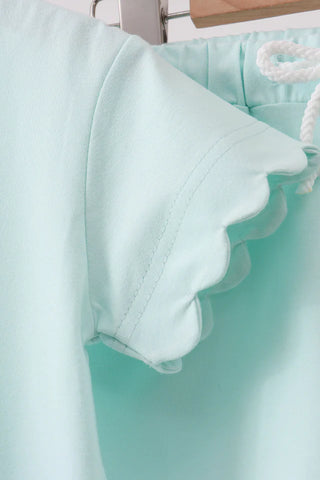 Calla Mint Scalloped Shorts Set
