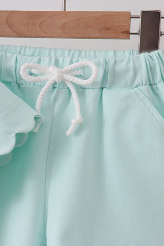 Calla Mint Scalloped Shorts Set