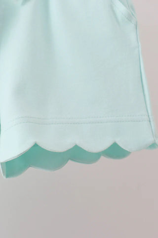 Calla Mint Scalloped Shorts Set