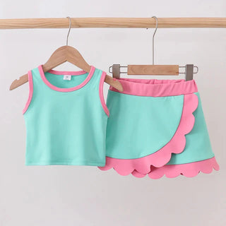 Lennox Mint Performance Scalloped Skort Set