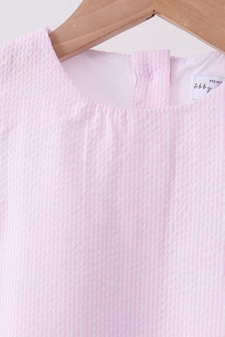 Aven Pink Seersucker Scalloped Dress