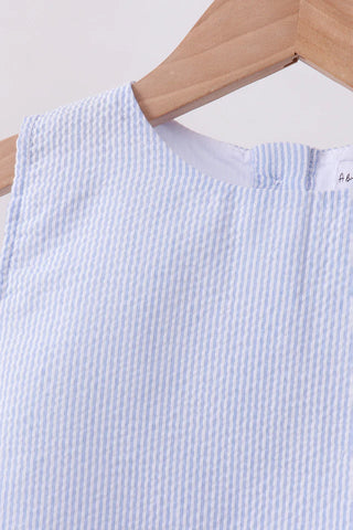 Aven Blue Seersucker Scalloped Shorts Set
