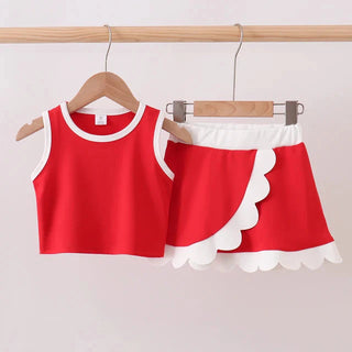 Lennox Red Performance Scalloped Skort Set