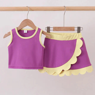 Lennox Purple Performance Scalloped Skort Set
