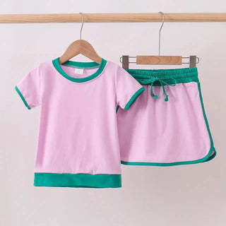Preppy Pink Ringer Skorts Set