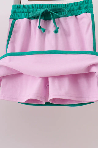 Preppy Pink Ringer Skorts Set