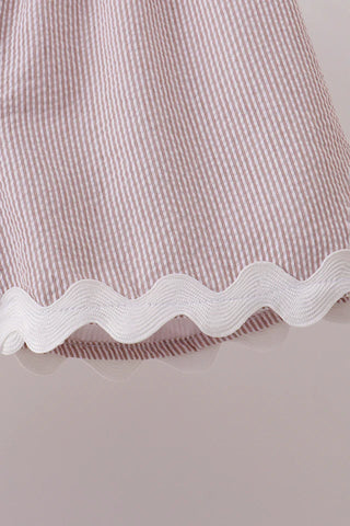 Aven Khaki Seersucker Scalloped Shorts Set