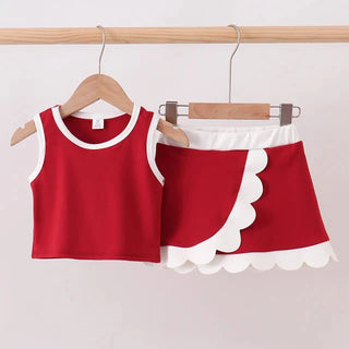 Lennox Burgundy Performance Scalloped Skort Set