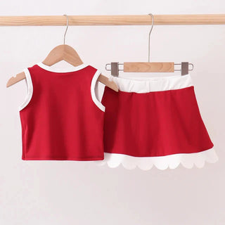 Lennox Burgundy Performance Scalloped Skort Set