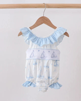 Seaside Sailor Smocked One-Piece Swimsuit