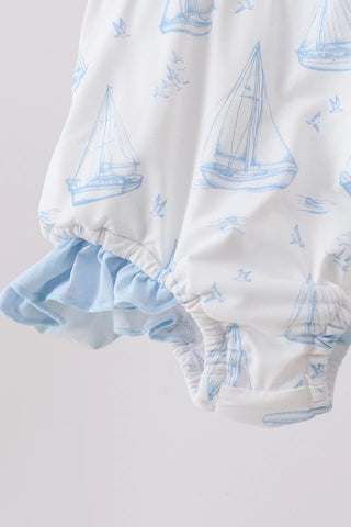 Seaside Sailor Smocked One-Piece Swimsuit