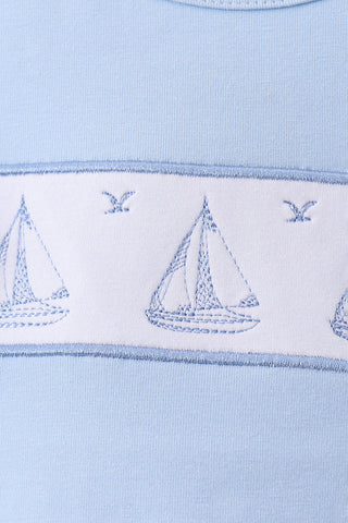 Seaside Sailor Embroidered Girl Skorts Set