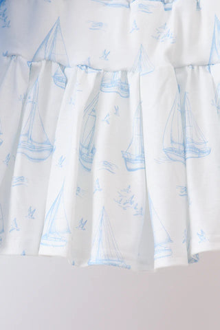 Seaside Sailor Embroidered Girl Skorts Set
