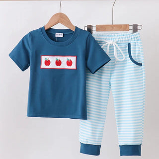 Schoolhouse Apple Stripe Boy Pants Set