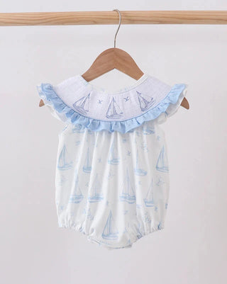 Seaside Sailor Smocked Ruffle Bubble