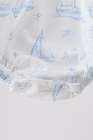 Seaside Sailor Smocked Ruffle Bubble