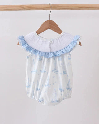 Seaside Sailor Smocked Ruffle Bubble
