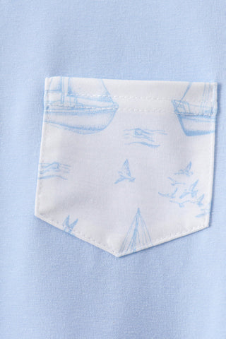 Seaside Sailor Embroidered Boy Shorts Set
