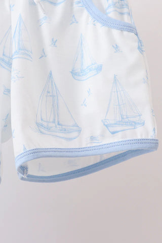 Seaside Sailor Embroidered Boy Shorts Set