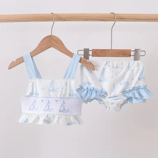 Seaside Sailor Smocked 2PC Swimsuit