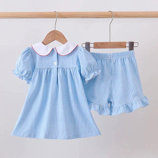 ABC Pencil Gingham Girl Shorts Set