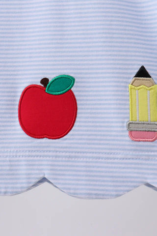 Classroom Supplies Applique Blue Girl Bloomer Set