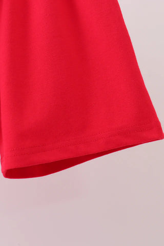 Red School Bus Stripe Polo Boy Shorts Set