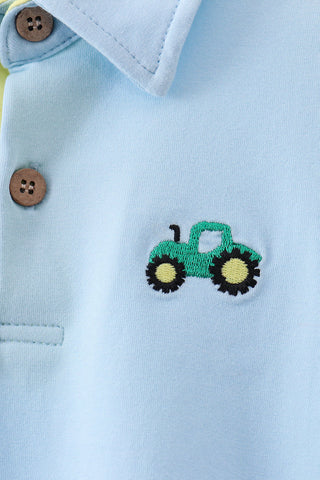 Little Green Tractor Boy Polo Top