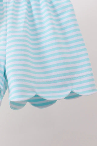 Apple Charm Scalloped Girl Shorts Set
