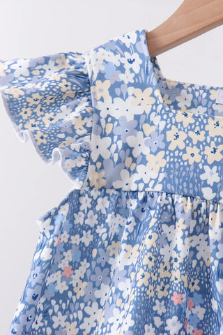 Darcy Blue Floral Ruffle Pants Set