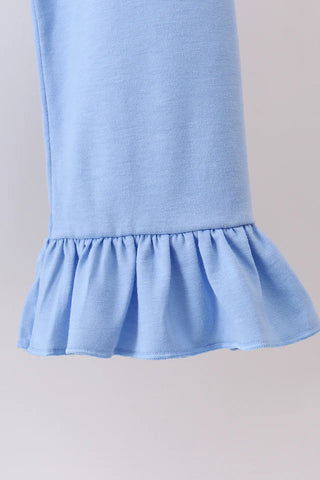 Darcy Blue Floral Ruffle Pants Set