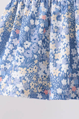 Darcy Blue Floral Ruffle Bloomer Set