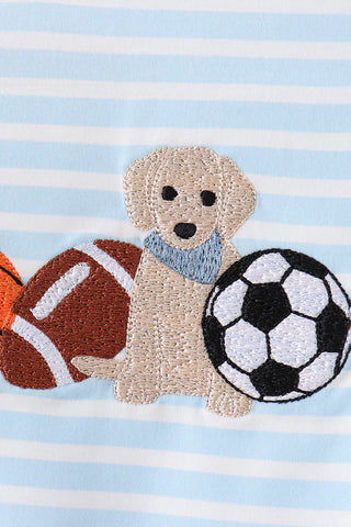 Triple Play Puppy Stripe Boy Romper