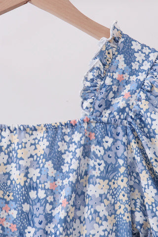 Darcy Blue Floral Ruffle Women’s Dress