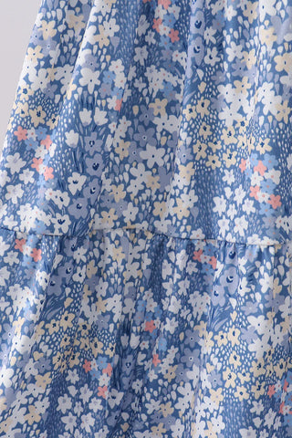 Darcy Blue Floral Ruffle Women’s Dress