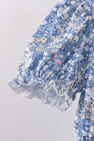 Darcy Blue Floral Ruffle Women’s Dress