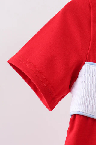School Bus Smocked Red Boy Top