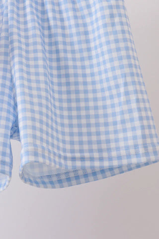 Pumpkin Meadow Blue Gingham Boy Shorts Set