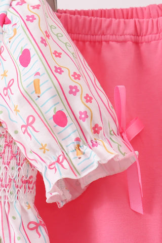 Classroom Cutie Smocked Ruffle Shorts Set