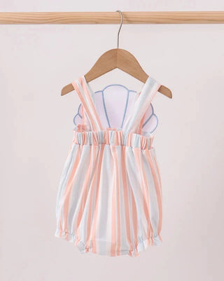 Ocean Pearl Applique Stripe Girl Bubble