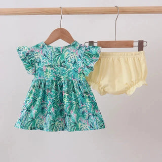 Green Lily Floral Bloomer Set